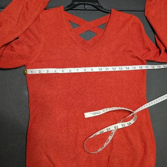 Love Ellie Women's Orange V-Neck Sweater with Cross Back Detail Size Small NWOT - Picture 6 of 7